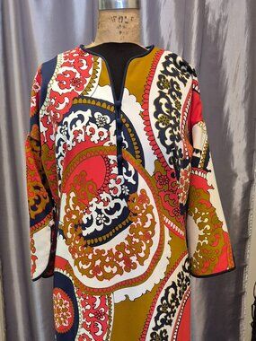 Vintage 1960's TORI RICHARDS Honolulu Caftan Maxi Dress size XL